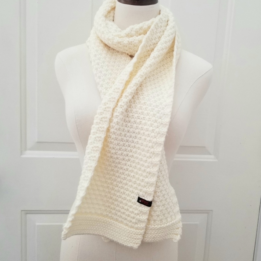Toby Ivory Waffle Knit 100% Acrylic Scarf , 67 inches, Unisex